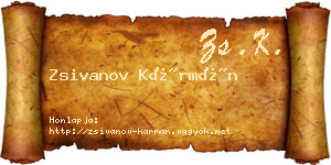 Zsivanov Kármán névjegykártya